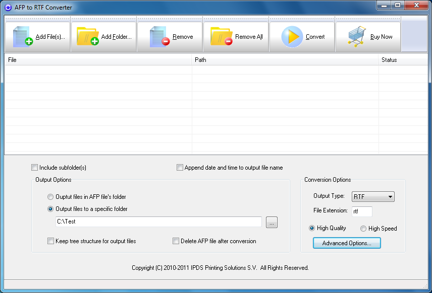 Click to view AFP to RTF Converter 2.02 screenshot